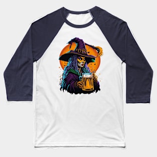 Halloween Witch With A Beer Mug Baseball T-Shirt